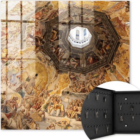 Armoire à clés - (30 cm x 30 cm) - Boîte à clés murale - Coffret de rangement pour clés - Couleur noire - Ouverture vers la gauche - Pour maison et bureau - fresques religieuses (1/5)