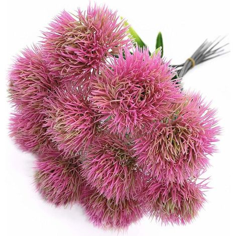 Artificial Dandelion Flowers, Plastic Plants Shrubs Bushes Fake Grass Wedding Indoor Outdoor Home Garden Verandah Centerpieces Arrangements Party Decoration Planting Filler - Pink 10 Pcs (1/5)