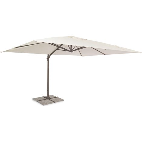 Parasol rectangulaire 4x3 mètres blanc avec poteau latéral en aluminium - Dalia