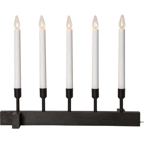 Star Trading Chandelier 'Vind', 5 flammes, mélange de matériaux, noir mat