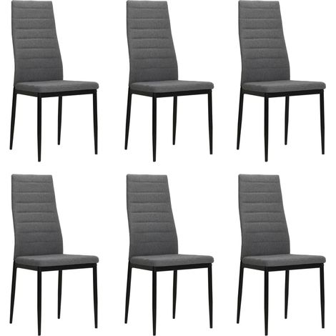 Juego de 6 sillas de comedor de cocina de diseño contemporáneo en tela gris claro CDS022406 (1/4)