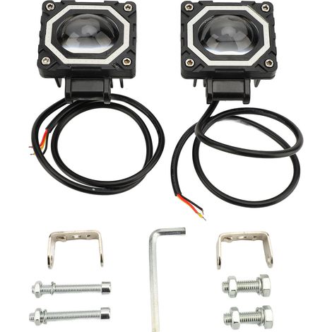 Set mit 2 Motorradscheinwerfern, 20 W, 3000 K, 6000 K, 8000 K, IP68 wasserdicht, quadratische Form, für Offroad-Fahrten und Arbeiten, 9 bis 32 V (1/5)