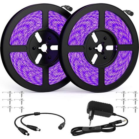 2Pcs Ruban Led Uv 5M Bande Lumière Noire,395M-405Nm 300 Leds Ultraviolet Eclairage Ambiance Pour Body Painting,Peinture Fluo[CA307] (1/5)