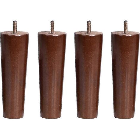 Ensemble de 4 pieds de meubles en bois, axes de pieds de meubles en bois massif, accessoires de pieds de meubles en bois filetés M10, pieds de remplacement coniques en noyer pour canapé, table et chai (1/5)