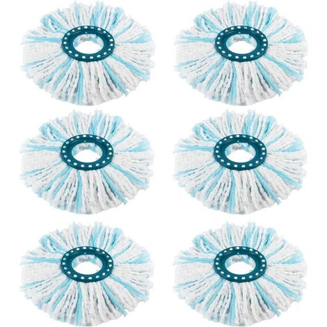 Set mit 6 Ersatzköpfen für Leifheit Clean Twist Disc Mop/Clean Twist Disc Mop Ergo, Mikrofasermopp für alle Bodenarten, Doppelfasermopp mit effektiver Saugfähigkeit