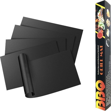BBQ Grill Mat 5PCS 40x33CM Non-stick Heat Resistant Barbecue Baking Mat Easy to Clean Reusable Grill Mat for Gas Charcoal Electric Grill Sheets, Oven Liners (1/5)