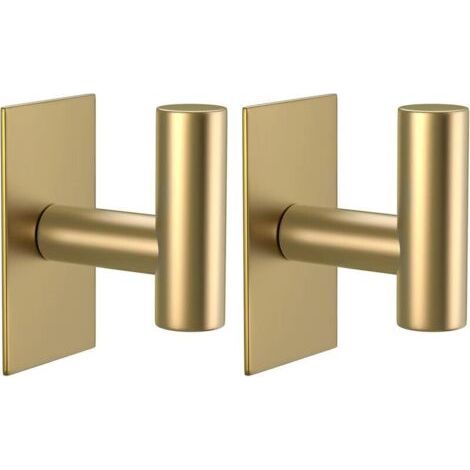 2 Pack Wall Mounted Towel Hooks, Heavy Duty Waterproof Adhesive Holder for Hanging Coats, Clothes and Kitchen Closets (Gold) (1/4)