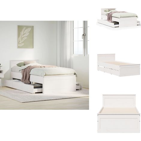 Cadre de lit sans matelas avec tête de lit 75x190 cm pin massif - Cadre De Lit - Cadres De Lit - Lit - Lit Simple (1/5)