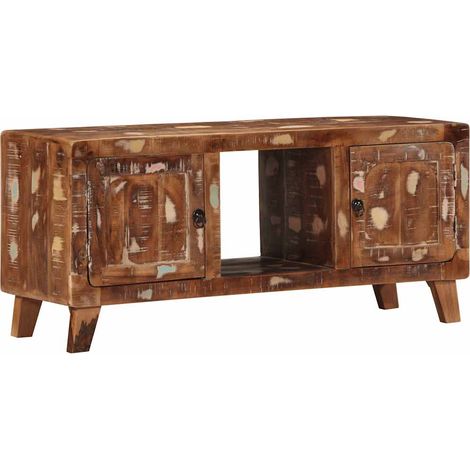 Mobile porta TV con ampio spazio di archiviazione 105 x 46 x 32 cm stile rustico soggiorno legno massello naturale 020058063