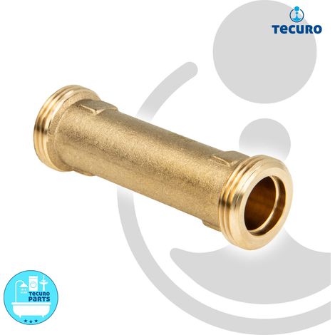 tecuro Passstück 3/4 Zoll (DN15) x 130 mm für Wasserzähler Wärmemengenzähler - Messing blank