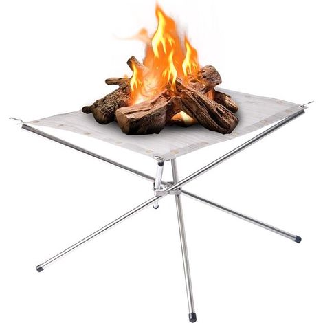 Tragbare Feuerstelle für draußen Faltbare Lagerfeuerstelle Camping und Gartenfeuer Kompaktes Design 41 cm Edelstahl (1/5)