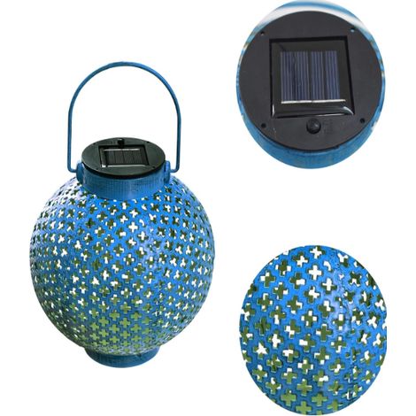 Lanterne solaire suspendue rétro légère avec poignée, utilisable comme lanterne de table, étanche pour l'extérieur (jardin, terrasse, porche, etc.). (1/5)