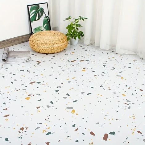 Autocollants de sol salon et résistants à l'humidité, 10 pièces, imperméables antidérapants en marbre, pour salle de bain,11,8 pouces x 11,8 pouces (1/5)