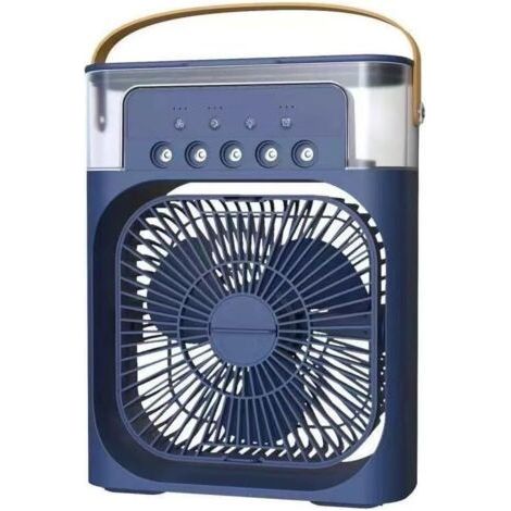 Mini climatiseur de table USB avec diffuseur d'eau, diffuseur de parfum, humidificateur, minuterie, arrêt automatique, rotatif, LED 7 couleurs, silencieux, portable, maison, bureau, camping (1/5)