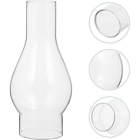 Abat-jour en Verre Transparent pour Lampe à Huile, Cheminée en Verre de Lampe à Pétrole, Abat-jour pour Lampe Kérosène, Accessoires Remplaçables (16.5cm) (1/5)