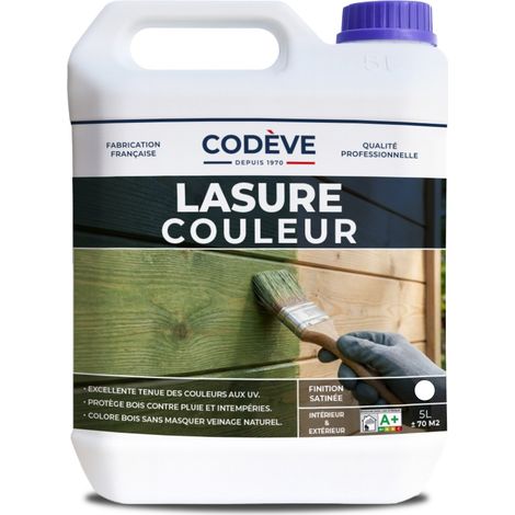Codève Bois – Lasure extérieure couleur noir 5 L – Protection durable pour bois neuf et ancien – Application en 2-3 couches croisées