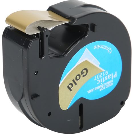Ruban de rechange pour étiqueteuse Dymo Letratag, 12 mm x 4 m, noir sur or.