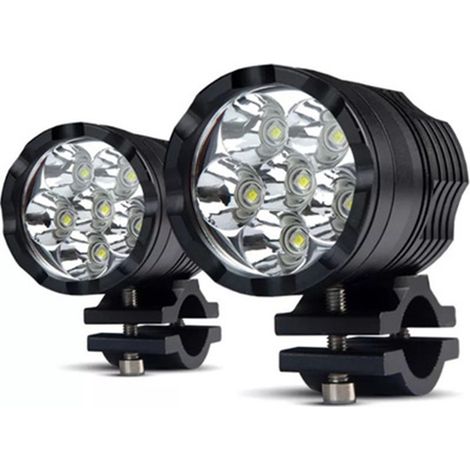 Phares antibrouillard LED 12 V 24 V, 2 phares de moto blancs DRL auxiliaire LED feux de conduite pour moto ATV SUV camion voiture bateau (1/5)