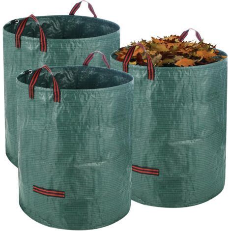 3 x 272L Sac de Jardin,Sac jardin dechets verts, Sac Jardinage Dechets, Pliables et Réutilisables, adapté aux mauvaises herbes, aux feuilles et aux déchets (1/5)
