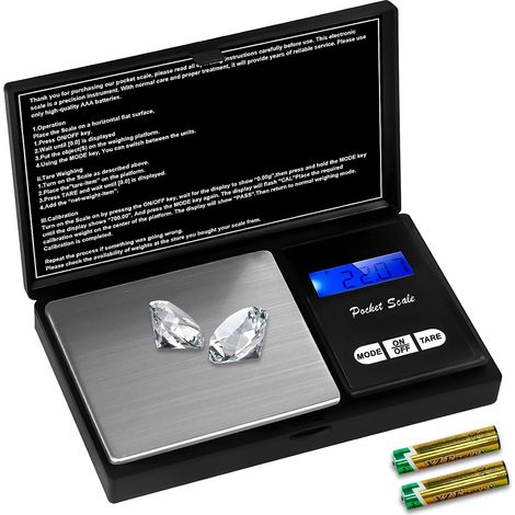 Balance de Precision 500g/0.01g Balance Gramme Petite avec Écran LCD et Tare Function pour Café Herbes Bijoux Pierres Précieuses 7Unités (2 Piles Incluses) (1/5)