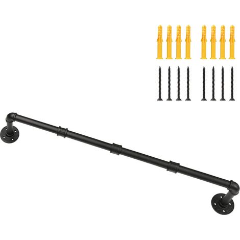 Portant à Vêtement Industriel, 90cm Porte à Vêtements Manteaux en Fer Rustique à Fixation Murale, Porte Vêtements Etagères Murale Rétro Amovible, pour Magasin, Salon, Armoire (1/5)