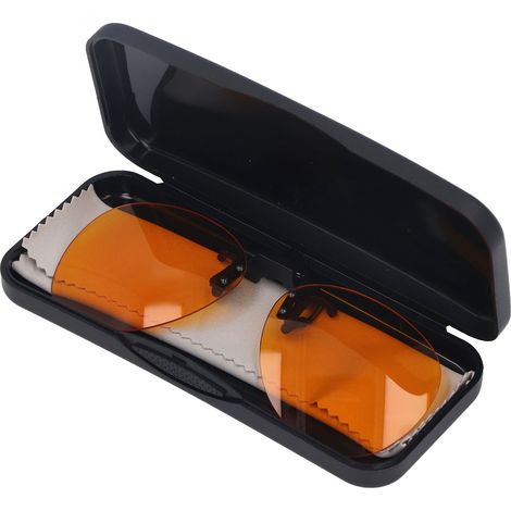 Clip-On-Brille mit effizientem Blaulichtfilter, 180° vertikal drehbar, tragbar, orangefarbene Clip-Linse für Computer, rund (1/5)