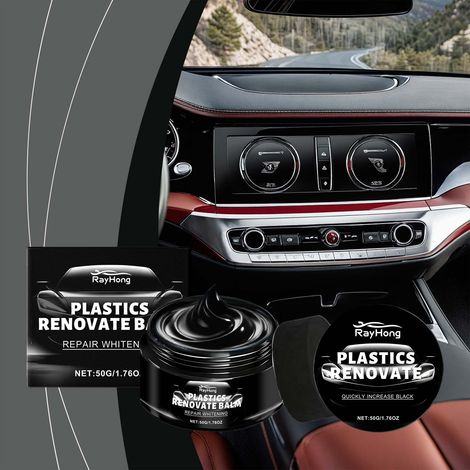 Automotive Plastic Parts Refurbishing Paste, Multi-functional Automotive Parts and Leather Stain Removal, Polishing and Maintenance -- 50g + Sponge  1 -- BIEMMEDUE (1/5)