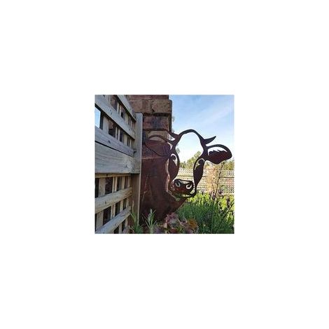 Métal Vache Jardin Ornements pour Clôtures Décorations en Plein Air Maison Vache Animaux Jardin Décor Sculptures Rouillé Fonte Silhouettes Arbre Cour Mur Art Cadeau Cow