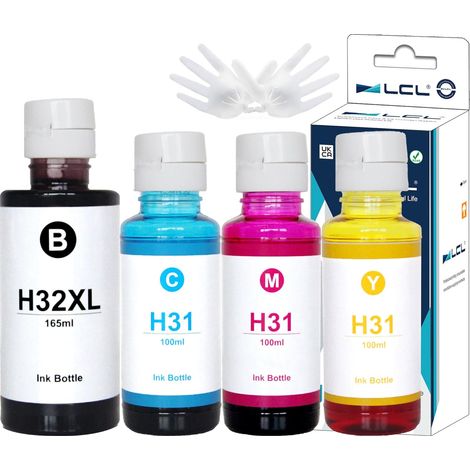 Imprimante Bouteille d'encre Remplacement pour 31 Remplacement pour 32XL 165ML 1VV24AE 1VU26AE 1VU27AE 1VU28AE Compatible pour HP Smart Tank Plus 570 555 559 315 319 455 515 516 530 558 (4-Pack) (1/5)