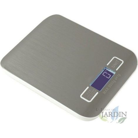 LED-Küchenwaage 5 Kg grau, Teilung 1 gr. 14 x 18 cm