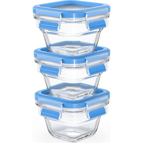 Boite hermetique alimentaire Verre Lot de 3 Rouge (1/4)