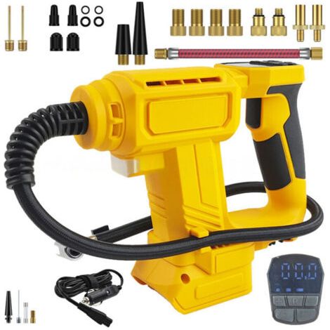 Compresseur de batterie compatible avec batterie Dewalt 18 V/20 V MAX, compresseur d'air sans fil, mini pompe à air portable de 0 à 120 PSI avec lumière LED pour moto, vélo, voiture, ballon (1/4)