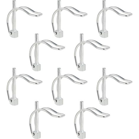 10 Pièces Goupille de Verrouillage Forme D 645mm pour Echafaudage, Goupille Motoculteur Acier au Carbone Galvanisé, Goupille Forme D Portable, Bien Démonté