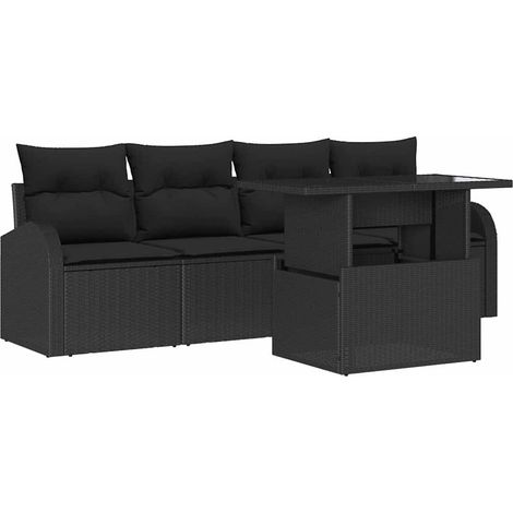 Maison Exclusive - Conjunto de sofá de jardín 5 pcs Negro Rattan