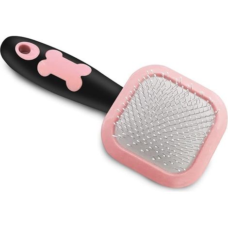 Brosse lissante pour chiens et chats, brosse à picots douce pour le nettoyage des poils des chiens à mue, convient aux petits chiots, chiots, yorkshires, caniches, lapins et chats - Rose (1/5)