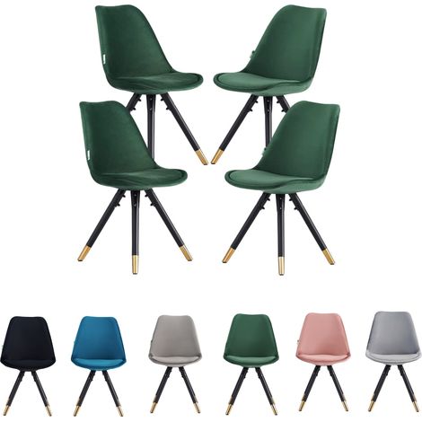 Set of 1/4 Sofia Velvet Upholstered Dining Chair Set of 4 - Green (1/5)