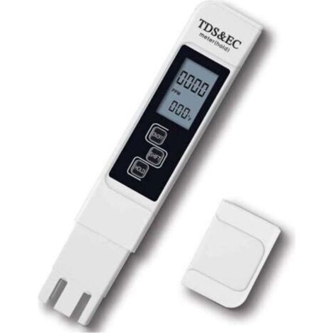 Ulisem 3 en 1: Medidor de TDS, medidor de pH, analizador de calidad del agua de piscinas, medidor de conductividad con pantalla LCD de alta precisión y función de calibración automática.