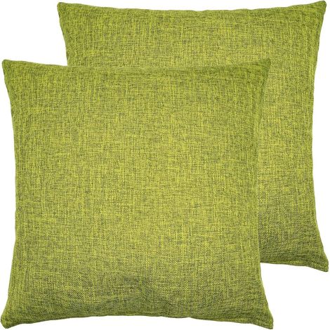 Ensemble de 2 housses de coussin en lin vert olive, 45 x 45 cm, housses de coussin décoratives pour canapé, voiture, salon, chambre, bureau (1/5)