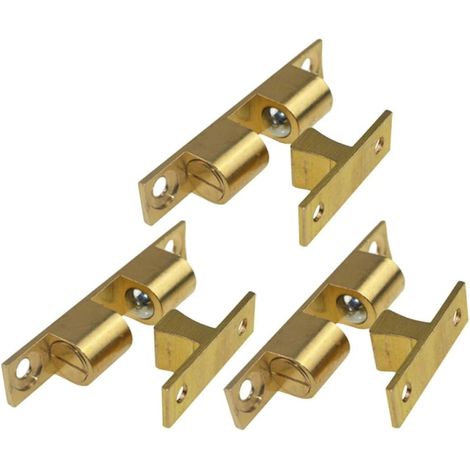 Loquet à Double Bille Doré 3pcs Serrure à Ressort pour Portes d'Armoire Métal Usage Domestique (1/5)