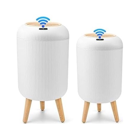 Lot de 2 poubelles automatiques 10L + 12L à capteur, blanches (1/5)