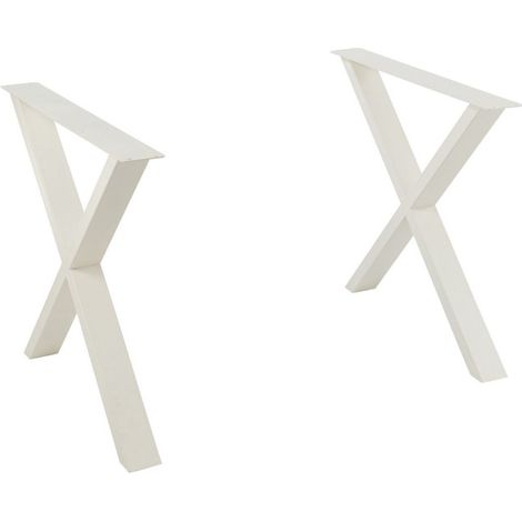 Pieds de Table en Métal Croix "Brant" 72cm Blanc (1/5)