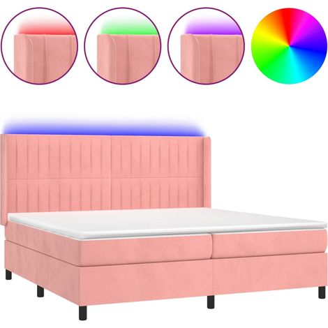 Maison Exclusive - Sommier à lattes de lit matelas et LED Rose 200x200 cm Velours (1/5)