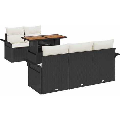 Maison Exclusive - Set Divano da Giardino con archiviazione 6 pcs Nero Poly Rattan