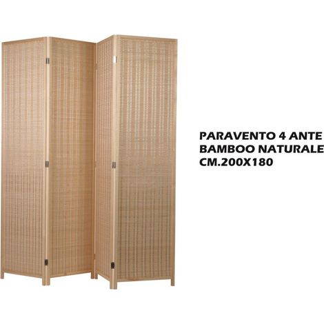 Ad Trend Paravento a 3 Ante in Bamboo Naturale 200 x 180 Cm
