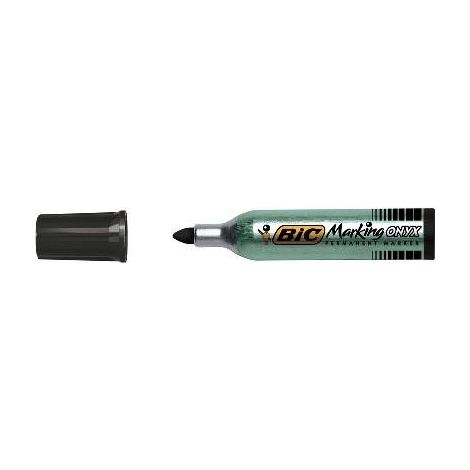 Bic Onyx Marker 1482 Marqueur permanent Pointe ogive Corps métal Encre Noire indélébile Lot de 12