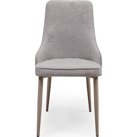 Silla Tapizada QUEEN en Tela Gris y Patas metálicas Crema (1/4)