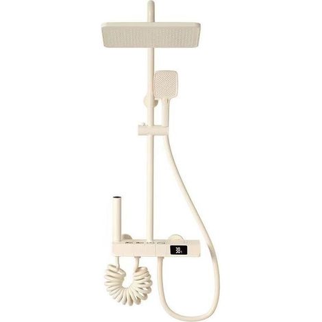 Precipitating Pressure Shower Head System/Pandheld Shower Combo Piano Key Rain Track with Holder Milky White Burn and Cold Water Version (1/5)