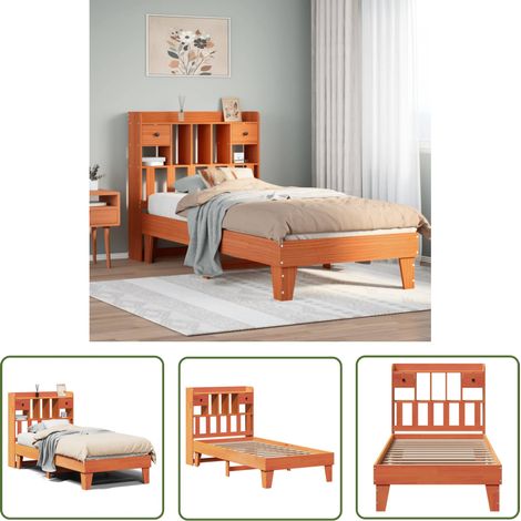 vidaXL Cadre de lit sans matelas cire marron 75x190 cm bois pin massif (1/5)