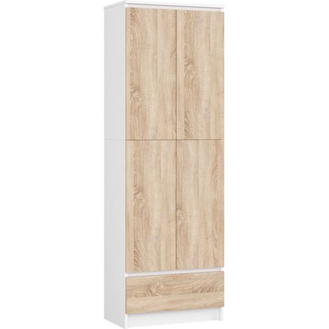 Libreria AKORD R60 Bianco, Sonoma Quercia 60 cm 4 ante 1 cassetto 60x35x180 cm (1/5)