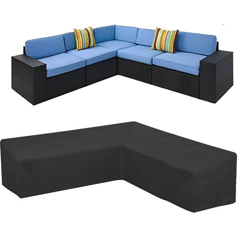 Housse Canapé Angle - 210D Polyester Oxford Imperméable UV Résistant - Pour Meubles de Jardin Forme L - 250 x 250 x 90 cm - 1 Pièce (1/5)